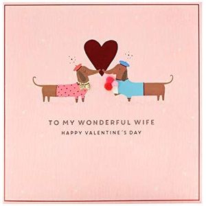 Valentijnskaart voor vrouwen met worsthond, schattige Valentijnsdag kaart voor vrouwen