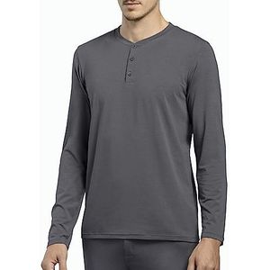 Womo Homewear Serafino Manches Longues T-Shirt, Gris, M Homme, gris, S-XXL