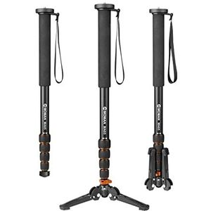 Moman MA65 Monopod camerastatief met aluminium poten DSLR reisstatief draagbare compacte monopod voor fotografie 5 secties tot 165 cm laadvermogen 10 kg zwart oranje