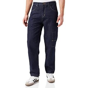 Southpole Script jeansbroek voor heren, denim, loose fit, borduurwerk, in 2 kleuren, maten 30-36, Indigo Brut