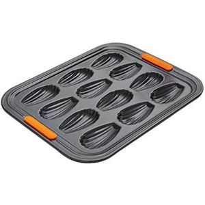 Le Creuset 94102612000000 bakvorm voor 12 madeleines, anti-aanbaklaag, zuurdesembestendig, van siliconenstaal, antraciet/oranje