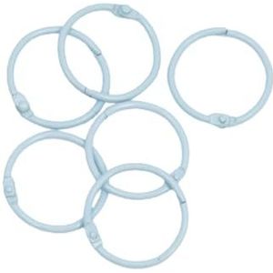 Craftelier Set van 6 metalen ringen om te binden, ideaal voor scrapbooking en knutselen, ringen voor albums, notitieboeken, agenda's of agenda's, afmetingen Ø 30 mm, kleur babyblauw