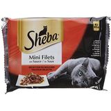 SHEBA Maaltijden voor katten, 52 vershoudzakjes (13 verpakkingen 4 x 85 g) – kattenvoer met netten in saus – rundvlees/kip/lam/eend en kalkoen – compleet en uitgebalanceerd voer met natuurlijke