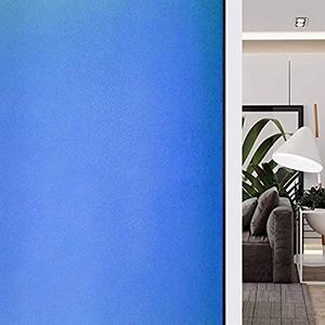 HIDBEA Niet-klevende raamfolie statisch zonneglas UV-blokkering thermische controle deurbescherming zelfklevend voor thuis, kantoor (44 x 200 cm, melkblauw)