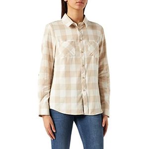 Urban Classics Flanellen overhemd voor dames, geruit, wit/lichttaupe