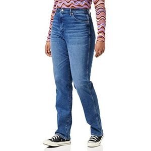 Wrangler MOM Dames Straight Jeans, Blauw W34/L34, 34W/34L, Blauw