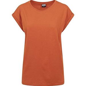 Urban Classics Dames T-shirt met wijde schouder, Roest oranje.