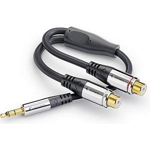 sonero® Premium audio-adapter, 0,20 m, 3,5 mm jack naar 2 x RCA-aansluiting, zwart