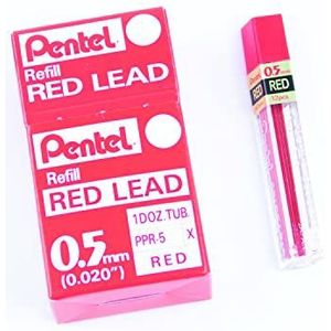 Pentel PPR 12 vullingen rood voor vulpotloden, 0,5 mm, rood