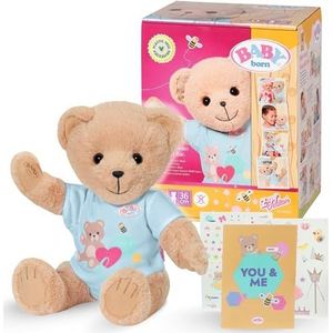 BABY born Beer - Zacht teddybeer met beweegbare armen en benen - Knuffel met blauwe romper en inclusief accessoires - Geschikt voor kinderen vanaf 0 jaar