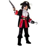 Widmann-Capitano piratenkostuum voor kinderen 8-10 jaar, zwart/rood, 38837