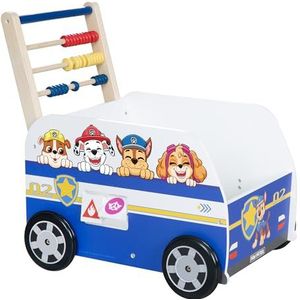 roba Paw Patrol Loopwagen van hout, met kruipspeelgoed, loopwagen met verstelbare snelheid, greephoogte 54 cm, motief honden, vanaf 1 jaar, blauw/wit