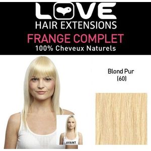 Love Hair Extensions 100% echt haar volle pony kleur 60 - helder blond, per stuk verpakt (1 x 1 stuk)