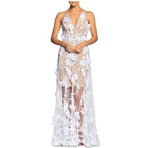 Dress the Population Robe sans manches à motif floral pour femme, Blanc/nude Sidney, M