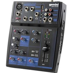 Gemini GEM-05USB Compact 5 Channel Bluetooth Mixer USB Playback (zwart)