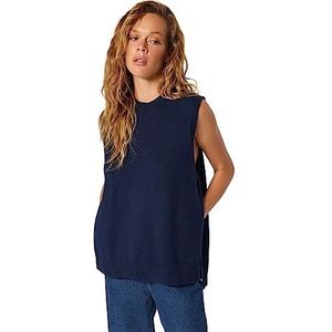 Trendyol Basic trui met ronde hals, slim fit, sweater, dames, 1 stuk, Navy Blauw, M