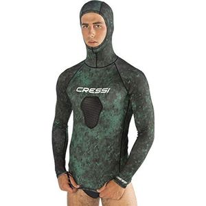 Cressi Hunter Rush Top Rash Guard T-shirt met capuchon voor watersport, uniseks, Groene camouflage