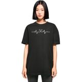 Merchcode T-shirt pour femme Tennis Beats Boyfriend Coupe surdimensionnée Coton 100 Percent Taille L, Noir, L