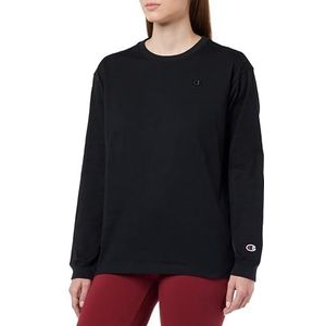 Champion Rochester 1919 Champion Logo W Athletic Jersey Combed Oversized L-s Crewneck T-shirt voor dames, zwart.