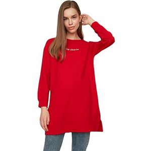 Trendyol sweatshirt, gebreid, rood, minimal, bedrukt, trainingspak voor dames, Rood