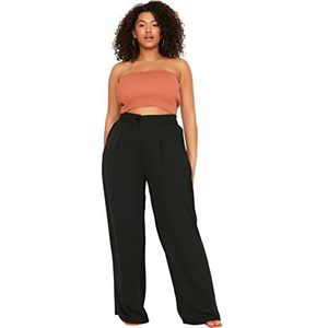 TRENDYOL Trendyol Damesbroek met wijde pijpen, zwart, hoge taille, grote maat, damesbroek, zwart.