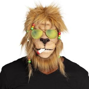 Boland Rasta Lion 00137 Hoofdmasker met haren en bril, meerkleurig, Eén maat, volwassenen