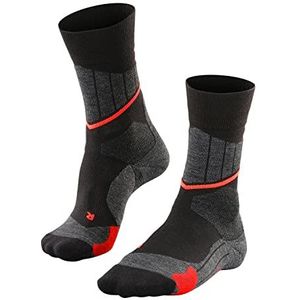 FALKE Dames langlaufsokken SC1 wol, zwart-wit, dunne sokken zonder patroon, versterkt met extra lichte voering, kuithoogte voor ski's en inlineskates, Zwart (Black-Mix 3010)