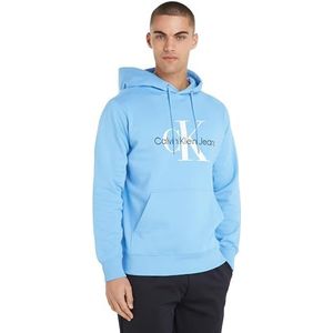 Calvin Klein Jeans Homme Sweat à Capuche Seasonal Monologo Regular avec Capuche, Bleu (Dusk Blue), XXS