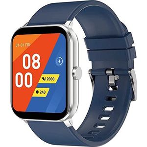 SMARTY2.0 - Smartwatch SW034B – kleur blauw – spraakassistent, bluetooth-oproepen, sportmodus, waterdicht IP68 – siliconen armband – afmetingen 44,17 x 37,28 x 10,75 mm, blauw, standaard,, Blauw,