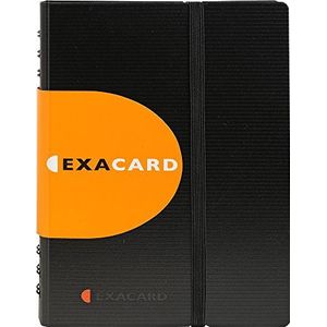 Exacompta - Ref. 75034E – afneembare visitekaartjeshouder met spiraalbinding – levering met 20 afneembare hoezen – capaciteit 120 kaarten – sluiting door elastiek – formaat voor sorteren 85 x 55 mm