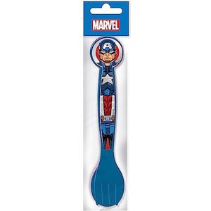 Marvel Avengers Captain America kinderbestekset, blauw, kunststof vork en lepel