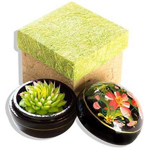 Handgemaakte zeepbloem van mangohout in geschenkdoos 8 x 8 x 8 cm