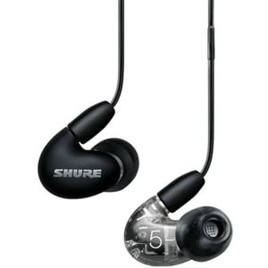 Draadloze hoofdtelefoon Sound Isolating Shure Aonic 5, geluid met hoge resolutie, natuurlijke bas, drie transducers, in-ear hoofdtelefoon, robuust, compatibel met Apple- en Android-apparaten, zwart