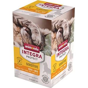 animonda Integra Protect Chat Sensitive Kattenvoer Natvoer Allergie Voedsel Kalkoen + Rijst, 6 x 100 g