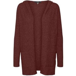 VERO MODA Vmdoffy Ls Open Hood Cardigan Ga Noos Damestrui, Gevilte baksteen - Detail: gemengd