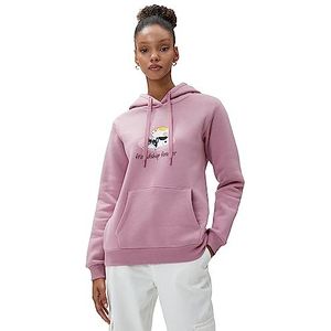 Koton Kangaroo Hoodie met lange mouwen en zakken, trainingspak voor dames, Roze (258)