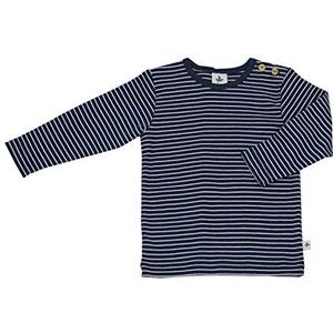 Leela Cotton Shirt met lange mouwen, natuurlijk wit-indigo T-shirt kinderen, uniseks, natuurlijk wit/indigo