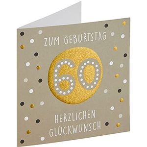 Zwart en goud 60ste verjaardagskaart - stippen - 15 x 15 cm (mogelijk niet beschikbaar in het Nederlands)