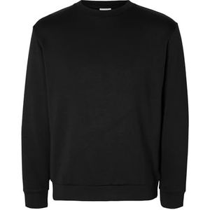 SELETED HOMME Slhemanuel Noos zacht sweatshirt met ronde hals voor heren, zwart.
