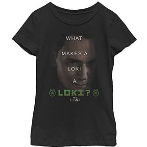 Marvel Loki (TV Show) What Loki Girl's Solid Crew Tee, zwart, XS, zwart.