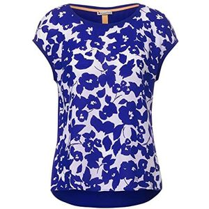 Street One - T-shirt met bloemenprint, intens blauw, Intense blauw