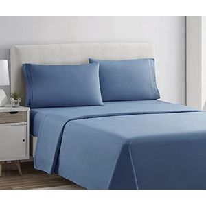 Clara Clark 4-delige beddengoedset voor super kingsize bed, extra zachte diepe zakken en kussenslopen voor super kingsize bed, hemelsblauw