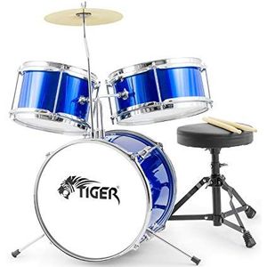 Tiger JDS7-BL Akoestische drumset voor beginners, blauw