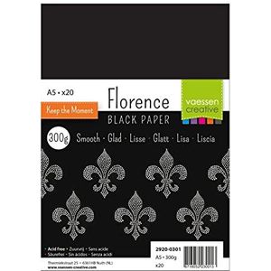 Vaessen creative Florence Kartonnen papier, DIN A5 in zwart, 300 g/m², 20 vellen voor schilderen, tekenen en andere creatieve hobby's