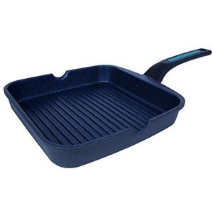 Arcos Serie Thera Grillpan, anti-aanbaklaag, grill, gegoten aluminium, geschikt voor elke keuken, ergonomische handgreep van kunststof en siliconen, vaatwasmachinebestendig, zwart en blauw (24 x 24 cm)
