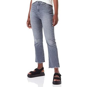 7 For All Mankind HW Kick Slim Illusion Dames Jeans met Worn Out Hem Grijs Regular Grijs, grijs.