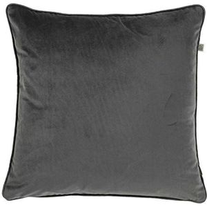 Dutch Decor FINN - Kussenhoes 45x45 cm - velvet - effen kleur - Charcoal Gray - antraciet - met rits