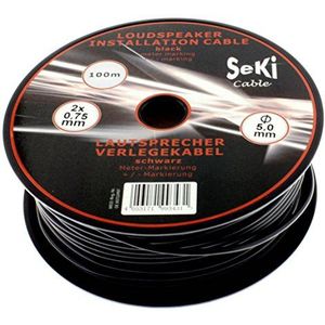 Ronde luidsprekerkabel 2 x 0,75 mm² zwart 100 m spoel CCA PA installatiekabel audiokabel boxkabel