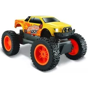 Maisto Tech R/C Off Road Go - op afstand bestuurbaar terreinvoertuig met 2,4 GHz frequentie, 4-wielaandrijving en pistoolgreep - 5 jaar - 21 cm - geel (582759)