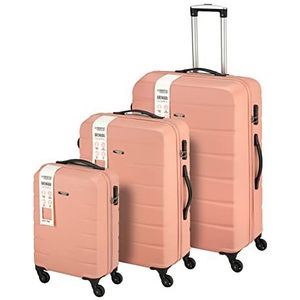 Princess Traveller Grenada – Set de valises – Dirty Pink – SML, Rose sale, SML, Chariot rigide avec roulettes pivotantes
